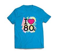 lepni.me Camisetas Hombre Me encantan los 80, Ropa de la Banda de la Vieja Escuela, Rock and Roll (XXL Azul Multicolor)