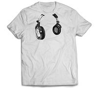 lepni.me Camisetas Hombre Regalo de DJ para los Amantes de la música Música Retro, Electrónica, Auriculares Imprimir (L Blanco Multicolor)