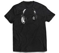 lepni.me Camisetas Hombre Regalo de DJ para los Amantes de la música Música Retro, Electrónica, Auriculares Imprimir (L Negro Multicolor)