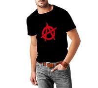 lepni.me Camisetas Hombre Símbolo anarquista, diseño político anarquista, Monograma anarquista (S Negro Rojo)