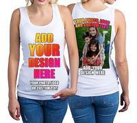 lepni.me Camisetas sin Mangas para Mujer Impresión Personalizada de 2 Caras en el Frente y en la Parte Posterior, Texto Personalizado o Diseño de su Propia Imagen (M Blanco Multicolor)