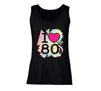 lepni.me Camisetas sin Mangas para Mujer Me encantan los 80, Ropa de la Banda de la Vieja Escuela, Rock and Roll (XXL Negro Multicolor)