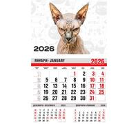 lepni.me Gato esfinge Calendario de pared 2026 Vista de 1 mes | Calendarios para amantes de los gatos y amantes de los animales Regalos | Planificador de 12 meses y 365 días