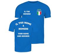 lepni.me Hombre Camiseta de Fútbol Personalizada de Italia |Su Nombre y Número | Insignia de la Bandera Italiana | Campeonato de Europa de fútbol 2024 (M Royal-Blue Multicolor)