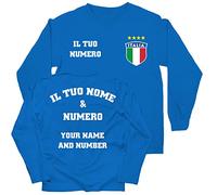 lepni.me Niños Camiseta de Fútbol de Italia de Manga Larga Personalizada | Su Nombre y Número | Bandera Italiana | Campeonato de Europa de fútbol 2024 (7-8 años Royal-Blue Multicolor)
