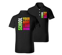lepni.me Polo Infantil Personalizado con Foto, Logo o Texto - Polo clásico con Botones, Camiseta de Uniforme Escolar para Niños y Niñas, también Disponible Sin impresión (5-6 años Negro Multicolor)
