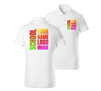 lepni.me Polo Infantil Personalizado con Foto, Logo o Texto - Polo clásico con Botones, Camiseta de Uniforme Escolar para Niños y Niñas, también Disponible Sin impresión (7-8 años Blanco Multicolor)