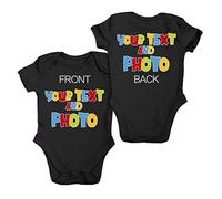 lepni.me Premium Body Bebe Personalizado para Bebé Recién Nacido Niño Niña | Añade Tu Propio Texto Foto o Nombre en Chalecos Trajes de Dormir Ropa (9-12 Meses Negro Multicolor)