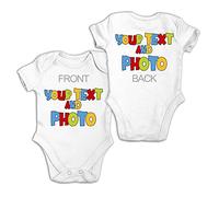 lepni.me Premium Body Bebe Personalizado para Bebé Recién Nacido Niño Niña | Añade Tu Propio Texto Foto o Nombre en Chalecos Trajes de Dormir Ropa (0-3 Meses Blanco Multicolor)
