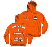 lepni.me Sudadera con Capucha Camiseta de Fútbol Personalizada Países Bajos | Su Nombre y Número | Bandera Holandesa, Insignia | Campeonato de Europa de fútbol 2024 (XL Naranja Multicolor)