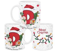 lepni.me Taza Navideña Única con Inicial Carta D Taza Personalizada con Monograma con Su Nombre y Texto, Diseño del Alfabeto, Navidad Taza de Té y Café para Hombre Mujer Niños 11 oz.