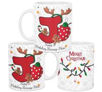 lepni.me Taza Navideña Única con Inicial Carta J Taza Personalizada con Monograma con Su Nombre y Texto, Diseño del Alfabeto, Navidad Taza de Té y Café para Hombre Mujer Niños 11 oz.