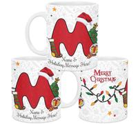 lepni.me Taza Navideña Única con Inicial Carta M Taza Personalizada con Monograma con Su Nombre y Texto, Diseño del Alfabeto, Navidad Taza de Té y Café para Hombre Mujer Niños 11 oz.