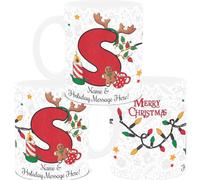 lepni.me Taza Navideña Única con Inicial Carta S Taza Personalizada con Monograma con Su Nombre y Texto, Diseño del Alfabeto, Navidad Taza de Té y Café para Hombre Mujer Niños 11 oz.