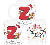 lepni.me Taza Navideña Única con Inicial Carta Z Taza Personalizada con Monograma con Su Nombre y Texto, Diseño del Alfabeto, Navidad Taza de Té y Café para Hombre Mujer Niños 11 oz.