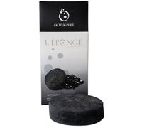 L'ÉPONGE - Esponja de ducha de carbón activo | Innovadora esponja de baño 4 en 1 con jabón natural espumante, aroma intenso y suave efecto exfoliante, esponja natural para hasta 30 lavados