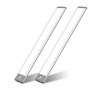 LEPOTEC Luz de Armario con 60 LED, 3 Temperaturas de Color, Sensor de Movimiento, 2200mAh Recargable, Iluminación Nocturna Inalámbrica para Armario, Cocina, Pasillo, 2 Piezas