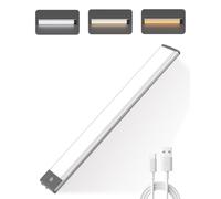 LEPOTEC Luz de Armario Recargable, 60 LED Superbrillantes Luces Cocina - 3 Colores & Ajustar brillo,Sensor Movimiento, Larga Duración, Fácil Instalación, Luces Armario Magnéticas