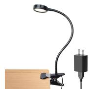 LEPOWER Lámpara de lectura LED con pinza, lámpara de lectura con colores cambiables, luz nocturna para escritorio, cama y ordenador (negro)