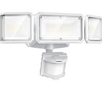 LEPOWER Luz de inundación LED alimentada por pilas para exteriores, luces de seguridad con sensor de movimiento de 1500 lm, IP65 impermeable, luz de inundación inalámbrica que funciona con pilas, luz