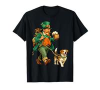 Leprechaun del día de San Patricio con Cerveza Jack Russell Dog Camiseta
