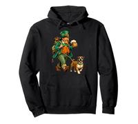 Leprechaun del Día de San Patricio con Cerveza Paseando Boxer Dog Sudadera con Capucha
