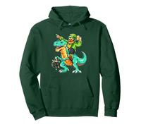 Leprechaun Irlandés Dinosaurio Dino T-Rex Cerveza Fiesta Sudadera con Capucha