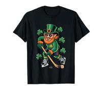 Leprechaun Jugando Hockey Día de San Patricio Deporte Camiseta