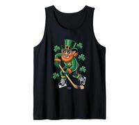 Leprechaun Jugando Hockey Día de San Patricio Deporte Camiseta sin Mangas