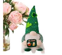 Leprechaun sueco - irlandés hecho a mano | Gnomos del Día de San Patricio, sombrero de lentejuelas de Shamrock, muñeca sin rostro con luces LED, pequeña barba elfo enano pequeñas figuras para esconder