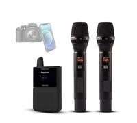 LEPREM EW-C102 Micrófono de Mano inalámbrico UHF de Dos Canales con función de Monitor for cámara DSLR Teléfono Grabación de entrevistas en Vivo