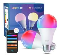 Lepro B2 AI Bombilla LED Inteligente, E27 Bombilla WiFi 10W 1100LM Regulable RGB Diseñador de Iluminación AI Personalizado, Compatible con Alexa y Google Home, Control por Voz, Sync de Música, 2Pcs