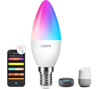 Lepro BC1 AI Bombilla LED E14, Bombilla Inteligente Alexa, 4.9W RGB Regulable Bombillas Wi-Fi Control de Voz & Sync de Música, Diseñador de Iluminación AI Personalizado Funciona con Google Home, 1Pcs