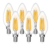 Lepro Bombilla LED E14, Luz Cálida 2700K 4W, 470 Lúmenes, Equivalente a 40W Bombilla Vela de Filamento, Bombilla Retro Vintage LED Ahorro de energía, No regulable, 6 Pcs
