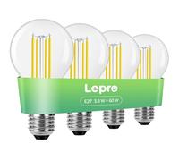 Lepro Bombilla LED E27 Luz Blanco Cálido 2700 K, Lámpara LED de 3.8 W y 806 lúmenes, Reemplaza Bombilla LED Convencional de 60 W, Ahorro de energía de haz de 300°, Casquillo E27 Paquete de 4