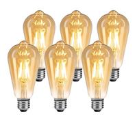 Lepro Bombilla LED E27 Vintage Edison 4.8W, Equivalente a 40W, 470LM Bombilla de Filamento ST64 Blanca Luz Cálida 2500K Bombilla Decorativa, No Regulable, 6 Pcs