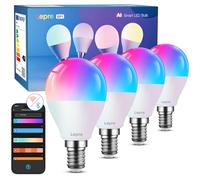 Lepro BP1 AI Bombilla LED E14, G45 Bombilla Inteligente Alexa RGB+CCT Regulable 4.9W 470LM, Diseñador de Iluminación AI Personalizado Wi-Fi Control de Voz y Sync de Música, Funciona con Google, 4Pcs