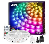 Lepro - Cinta LED de 15 m MagicColor con mando a distancia, kit de tira Music Sync 6 modos SMD, cinta adhesiva impermeable IP65 para fiestas, bodas, noches, decoración
