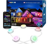 Lepro E1 AI Permanente Outdoor Lights 15m, 30 Leds Luces Exteriores Inteligentes para Aleros, RGBIC & Blanco Ajustable, Diseñador de Iluminación AI Personalizado Compatible con Alexa/Google Assistant
