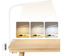 Lepro Lámpara Escritorio LED con Pinza, Flexo Escritorio Flexible 360°, Luz Lectura USB 54 LEDs 460LM, Regulable, 3 Modos Luz, 10 Nivel de Brillo, Lámpara Mesa para Oficina, Cabecera, Estudio, Blanco