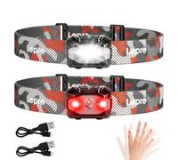 Lepro Linterna Frontal Doble Opción USB o AAA, 10 Modos con Luz Roja 2Pcs | Frontal LED Recargable con Sensor de Movimiento, Impermeable IPX4, Linterna Cabeza para Camping, Excursión, Reparaciones
