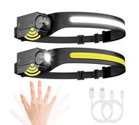 Lepro Linterna Frontal LED Recargable (2 Pack), Super Brillante con 5 Modos | Frontal de Luz 230° Detector de Movimiento, Linterna Cabaza Impermeable para Senderismo, Correr, Pescar, Incluido Cable USB-C
