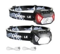 Lepro Linterna Frontal LED Recargable 2000lux Paquete de 2