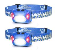 Lepro Linterna Frontal LED Recargable 2000lux Paquete de 2 | Linterna Cabeza USB Recargable D500, 6 Modos con Luz Rojo, Impermeable IPX4, Frontal para Correr, Camping, Excursión, Azul