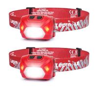 Lepro Linterna Frontal LED Recargable 2000lux Paquete de 2 | Linterna Cabeza USB Recargable D500, 6 Modos con Luz Rojo, Impermeable IPX4, Frontal para Correr, Camping, Excursión, Rojo