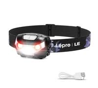 Lepro Linterna Frontal LED USB Recargable, 5 Modos con Luz Rojo, Pack de 1 | Linterna Cabeza Impermeable IPX4, Frontal LED Recargable para Pesca, Ciclismo, Running, Correr, Deporte Nocturno