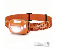 Lepro Linterna Frontal LED USB Recargable, 5 Modos con Luz Rojo, Pack de 1 | Linterna Cabeza Impermeable IPX4, Frontal LED Recargable para Pesca, Ciclismo, Running, Correr, Deporte Nocturno, Naranja
