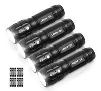 Lepro Linterna LED LE1000 con Zoom, 12 AAA Pilas Incluidas, Pack de 4 | Portátil Linterna Potente, IPX4 Impermeable, Táctica de Aluminio para Ciclismo, Camping, Senderismo, Emergencia etc