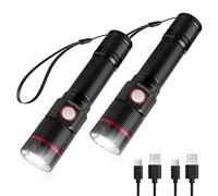Lepro Linterna LED Recargable, Linterna Potente de Aluminio con Zoom, 2PC | Ligera y Portátil, 5 Modos de Luz, IPX4 Impermeable, Portátil para Camping, Emergencia, Ciclismo, Senderismo, Montañismo