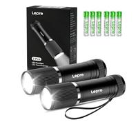 Lepro Linterna Pequeña de Aluminio, 6 AAA Pilas Incluidas, Pack de 2 | Linterna Táctica de Aluminio, Ligera y Portátil, IPX4 Impermeable para Camping, Emergencia, Reparación, Senderismo